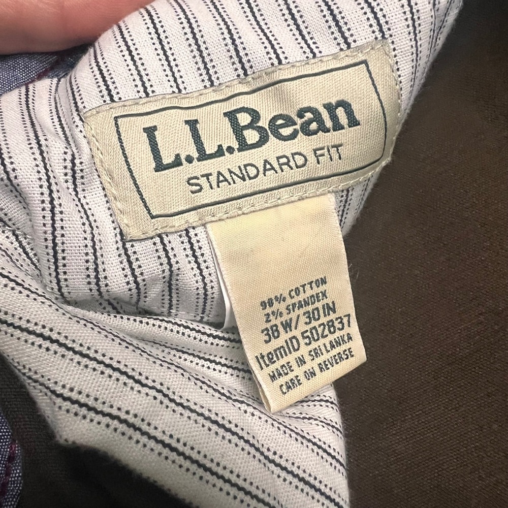 LL Bean Standard Fit Corduroy Pants Mens 38x30 Brown Stretch Straight Leg - Picture 3 of 8